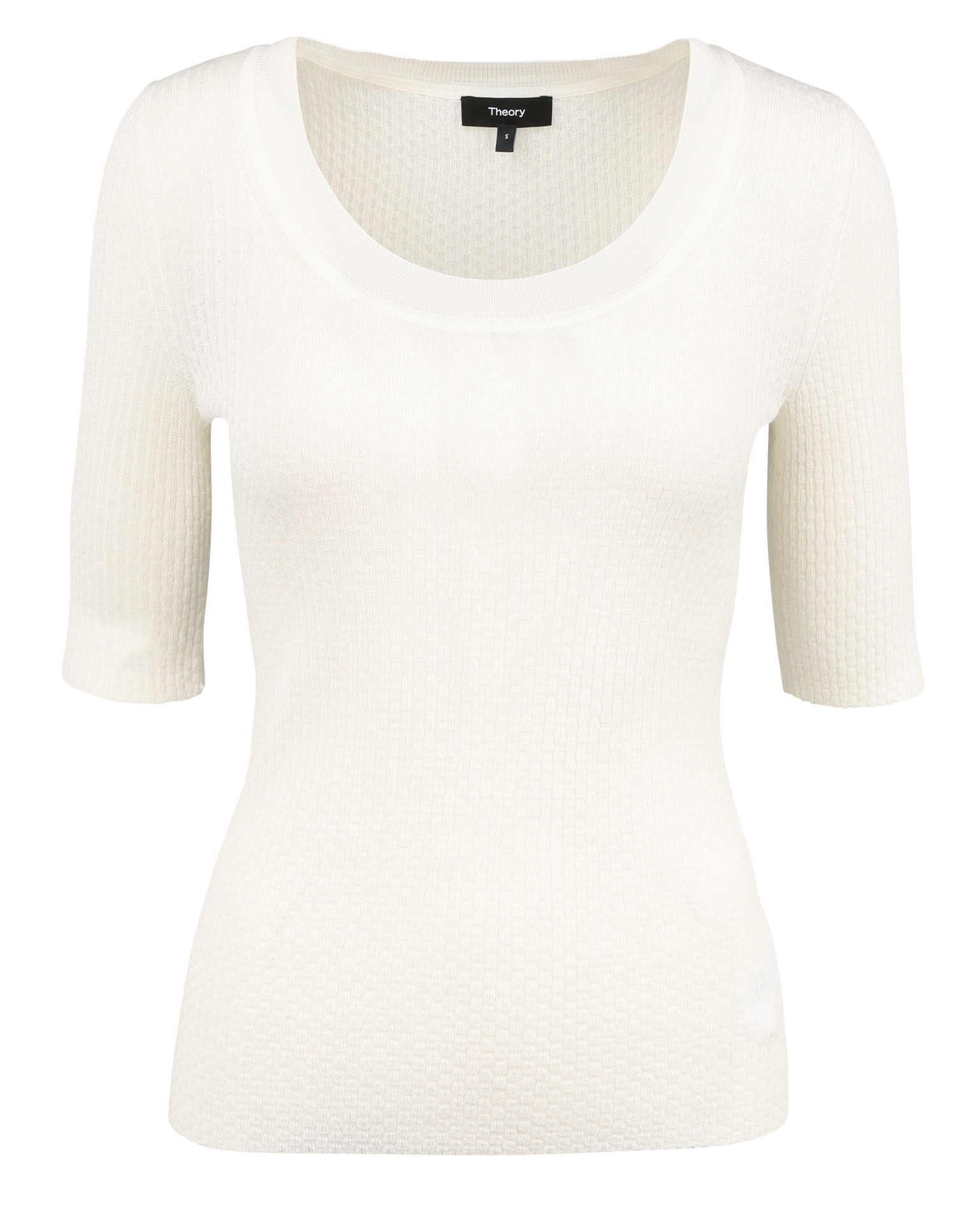 Pull fin col rond en laine| Blanc