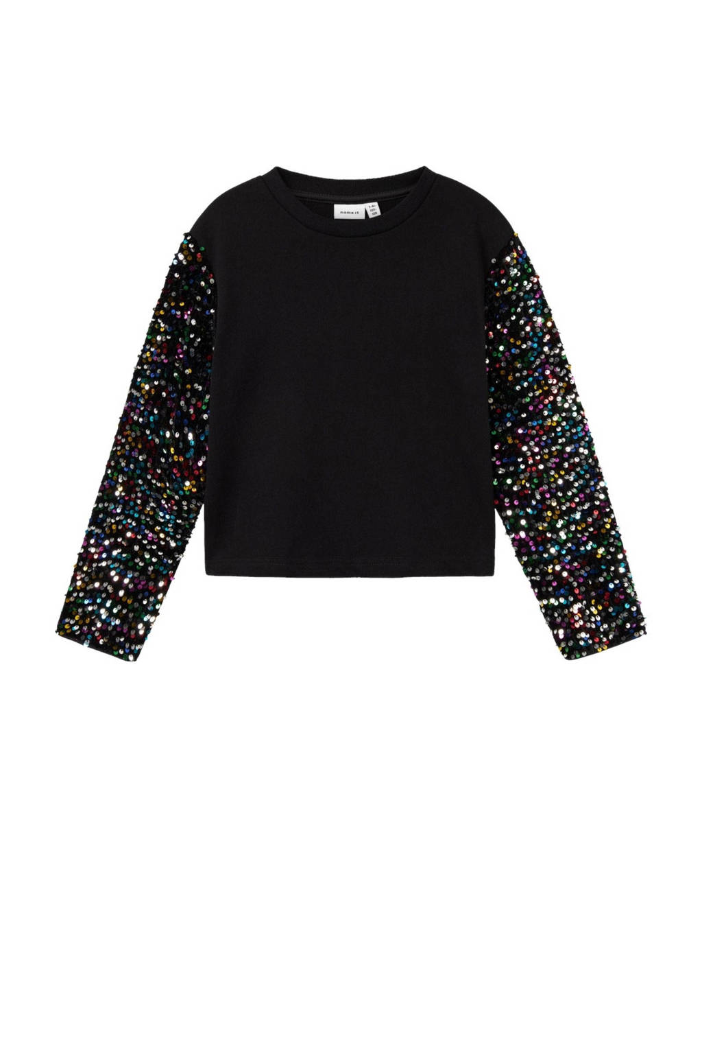 NAME IT sweater NKFRUNICA met pailletten zwart/multicolor