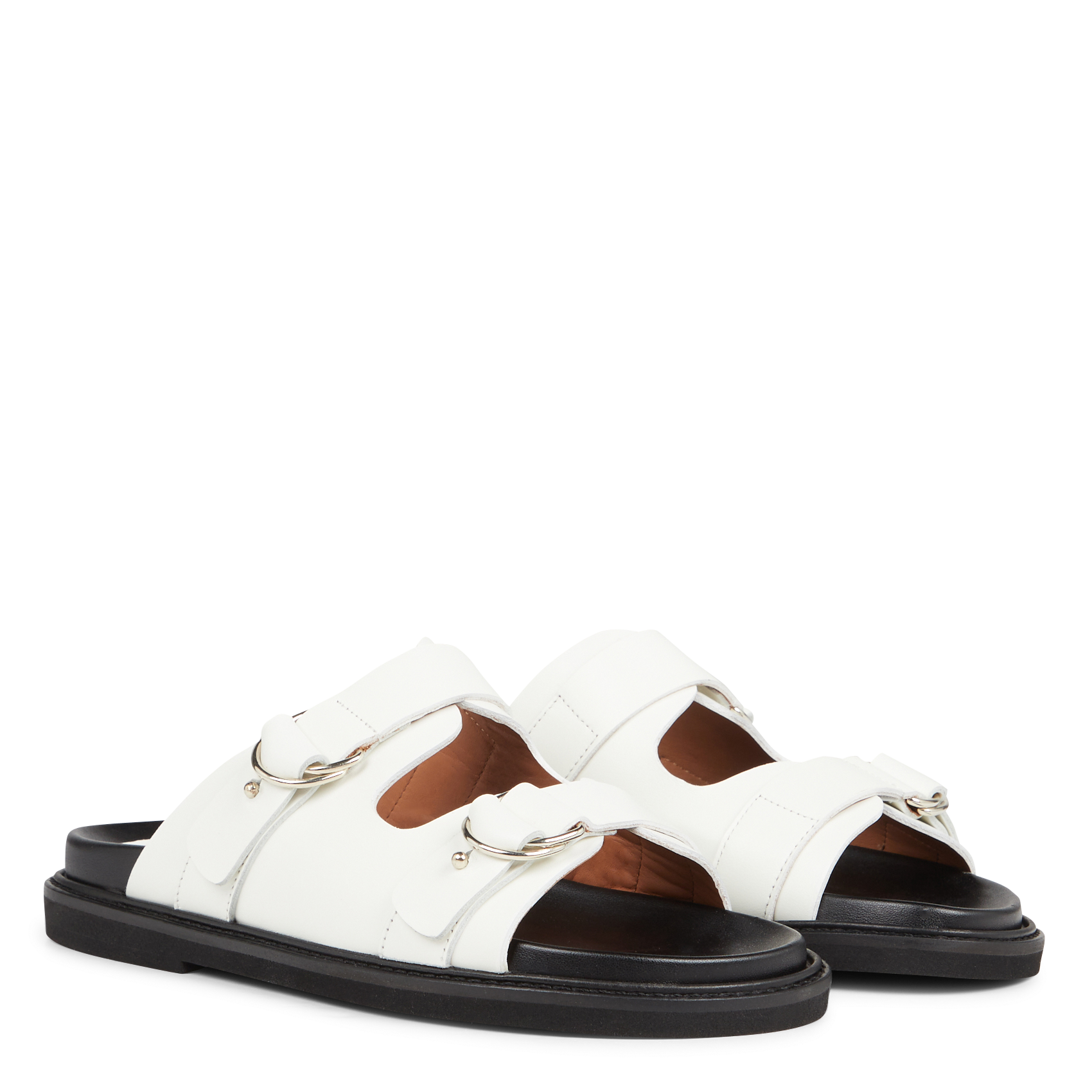 NOELIA - Mules plates en cuir effet croco | Blanc