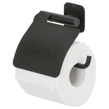 Tiger toiletrolhouder Colar met klep zwart