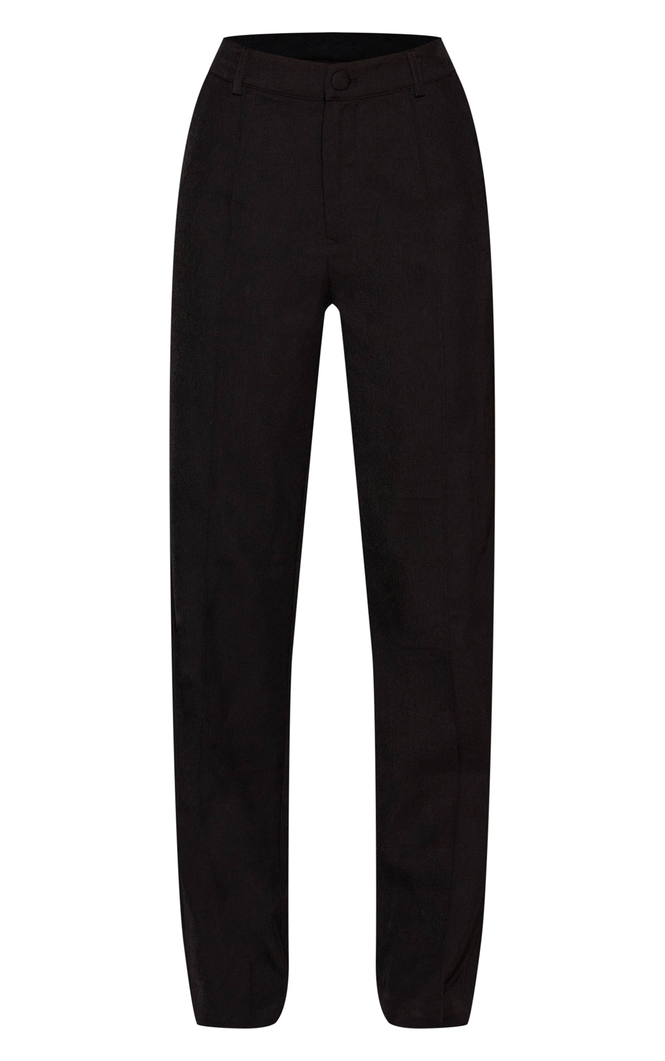 Noir Pantalon Droit À Pinces Tissé Premium Ensemble Coordonné