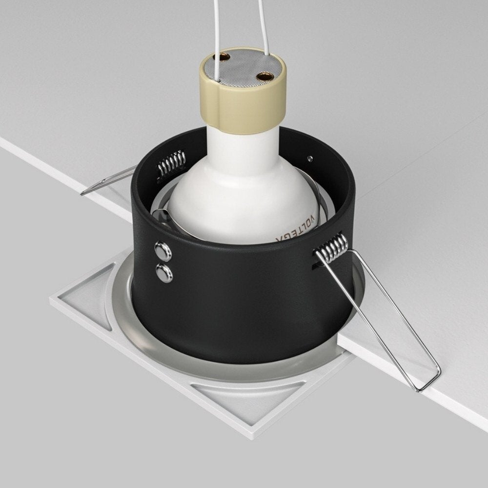 Zoom inbouw plafondspot in wit, GU10, IP65, vierkant