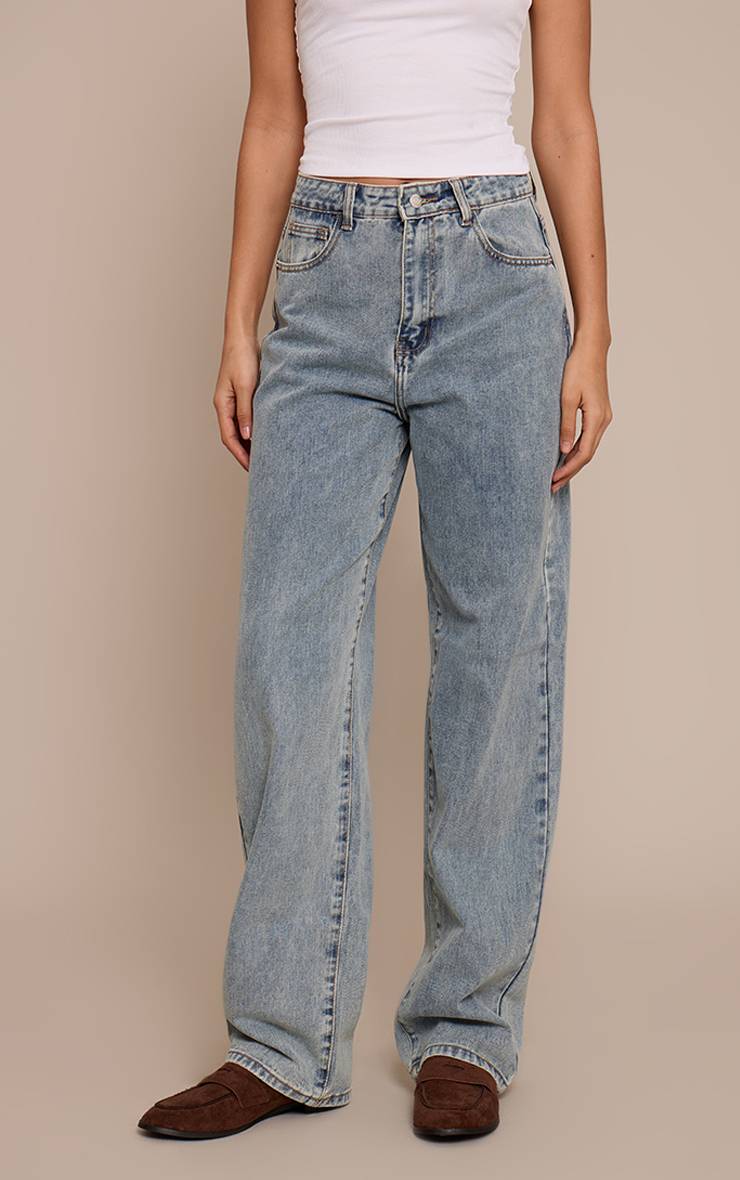 Vintage Bleach Wash Jean Boyfriend Ample Taille Haute Pour Grande Taille
