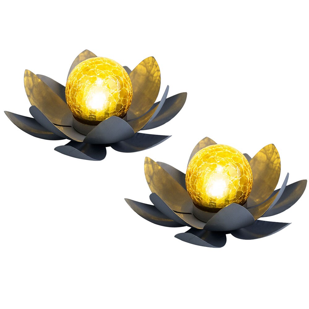 2er Set LED Solarleuchte, Lotusblume, 25 cm