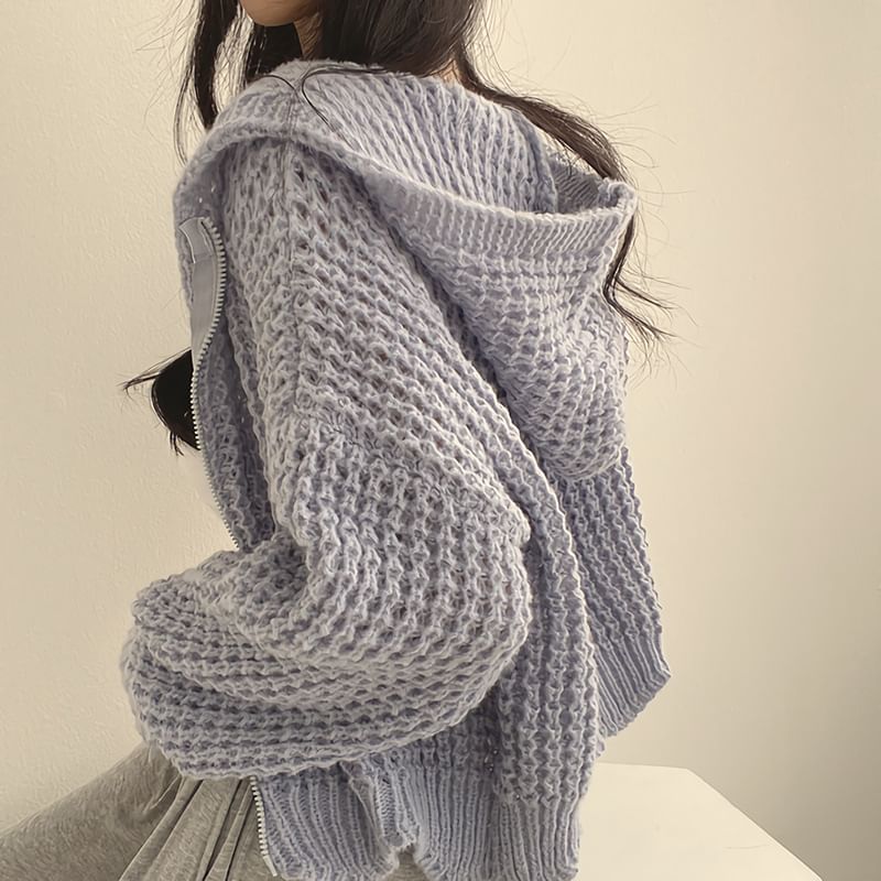 Bikkerd - Effen gebreide hoodie met rits