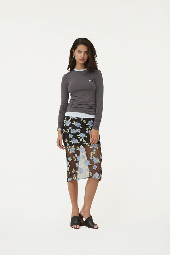 ROTATE Birger Christensen Mesh Pencil Skirt 1000 black comb.