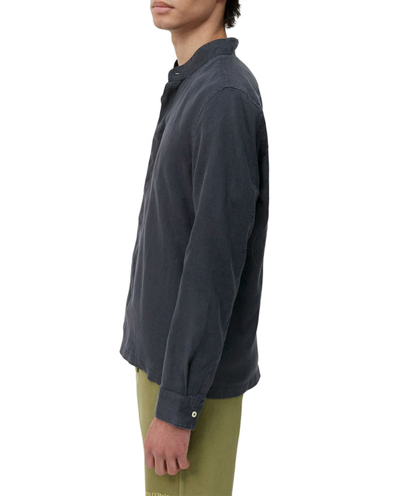 Marc O'Polo Chemise 100% Lin manches longues Mao Sf bleu marine
