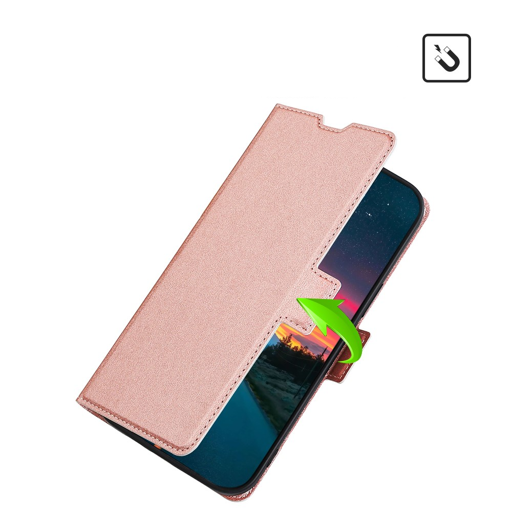 Samsung Galaxy S21 FE 5G Leder Tasche Flip Cover Litchi Look mit Kartenfach - Roségold
