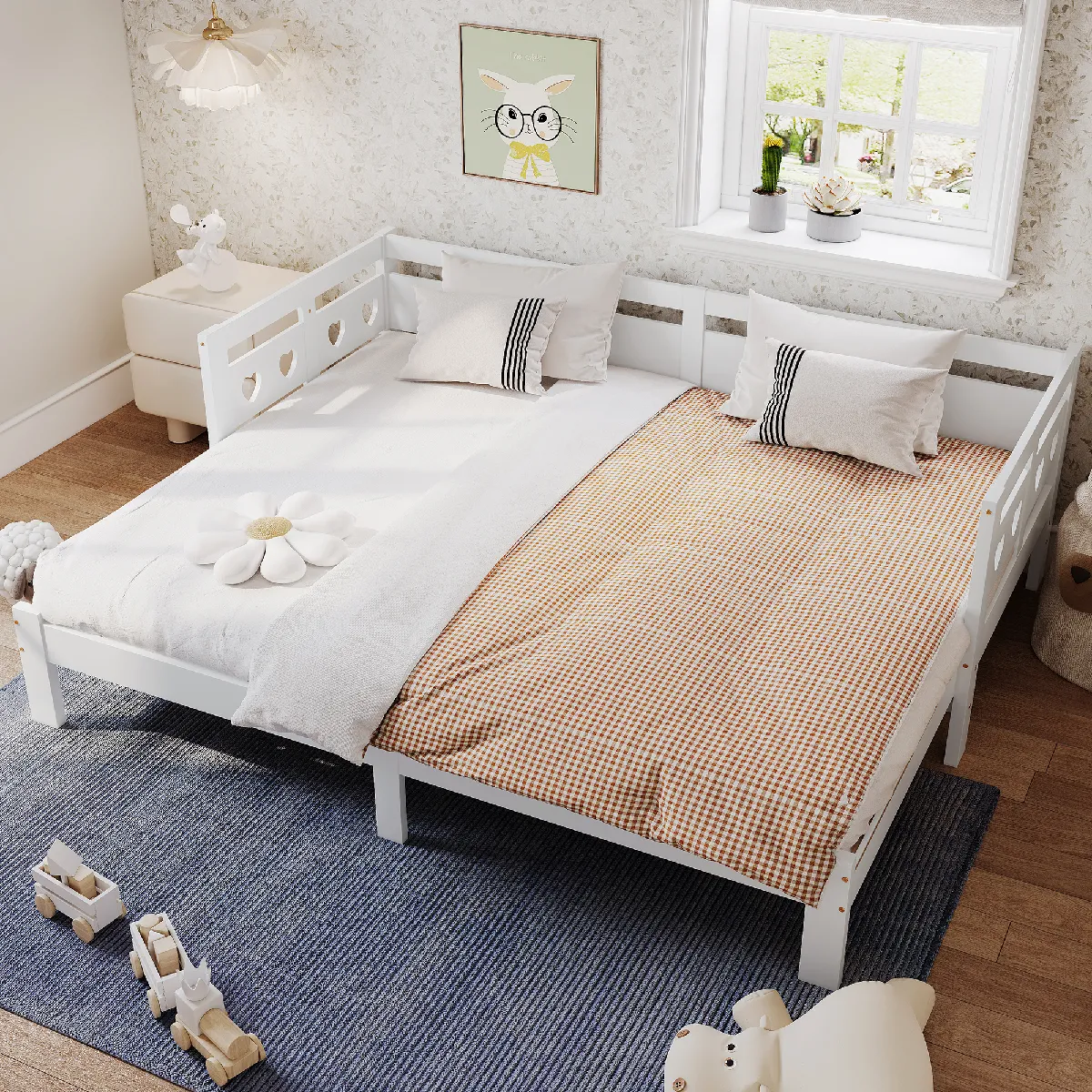 KOMHTOM Lit gigogne en pin massif - Blanc 90x200 cm