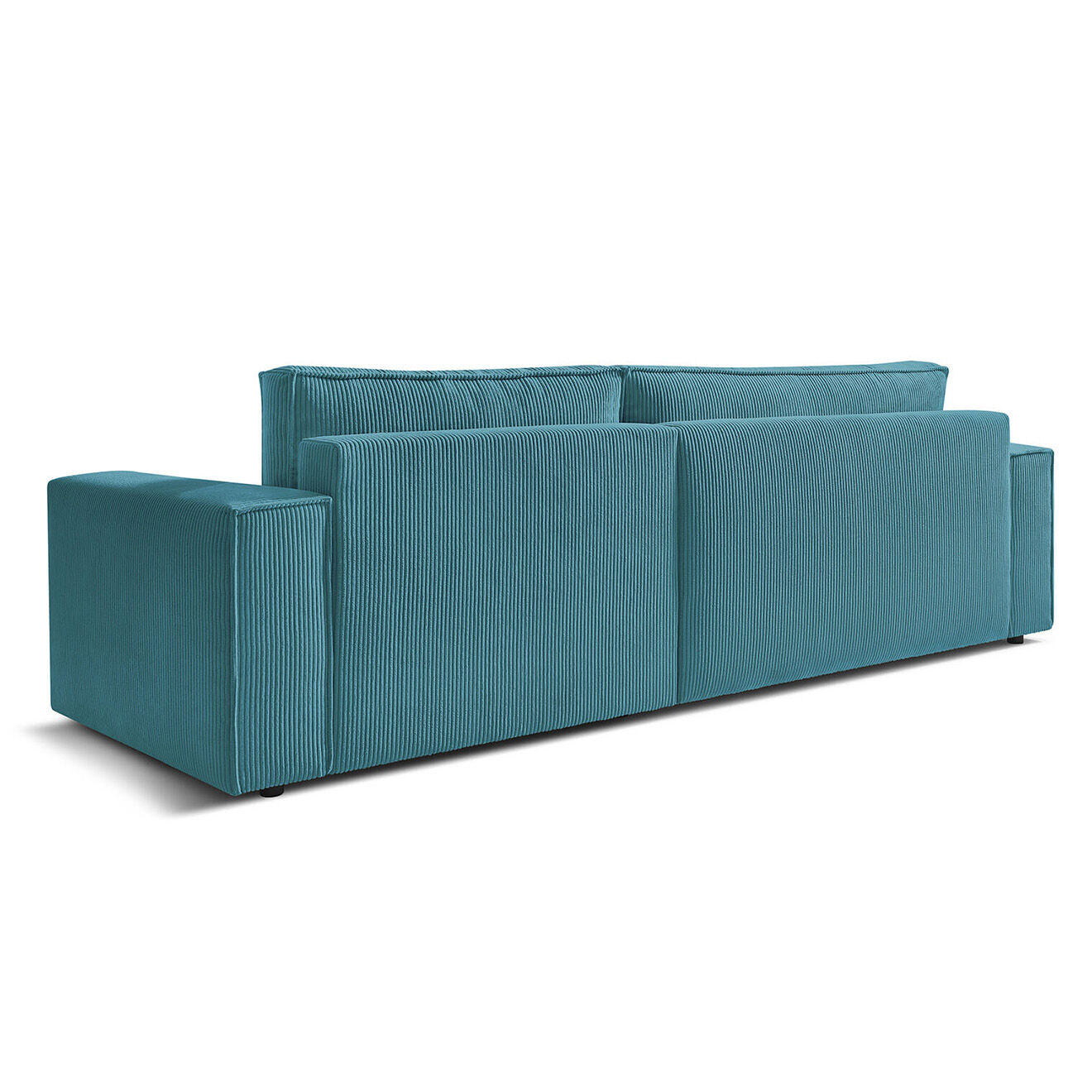 Bobochic Canapé d'angle convertible reversible Nihad en velours côtelé bleu foncé - 282x153 cm