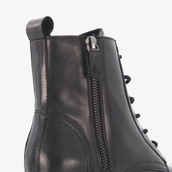 Harper leren dames veterboots zwart