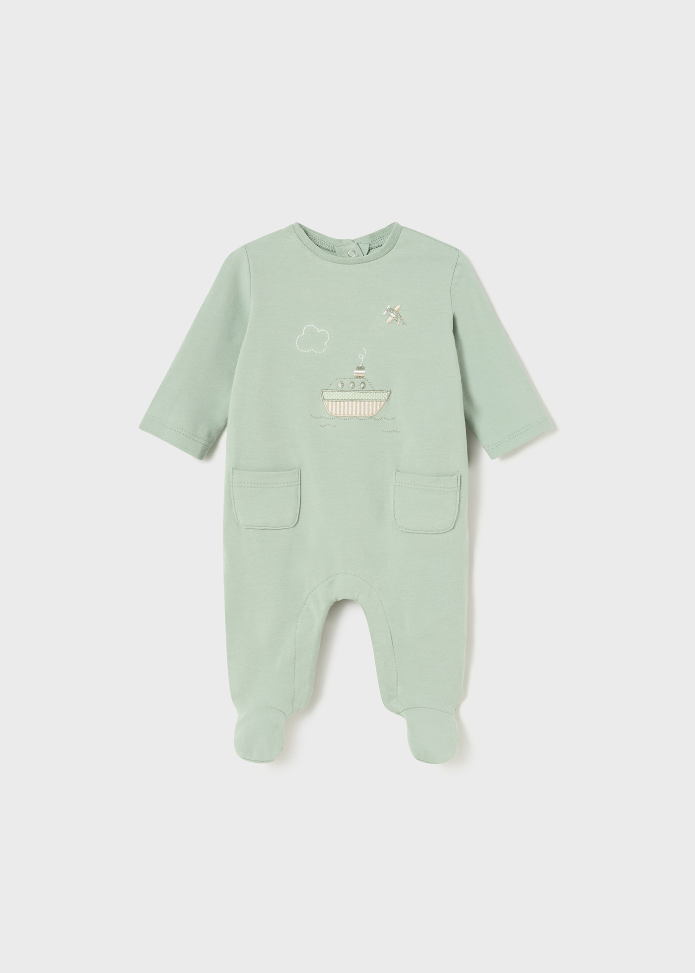 Pijama de algodão estampado para recém-nascido
