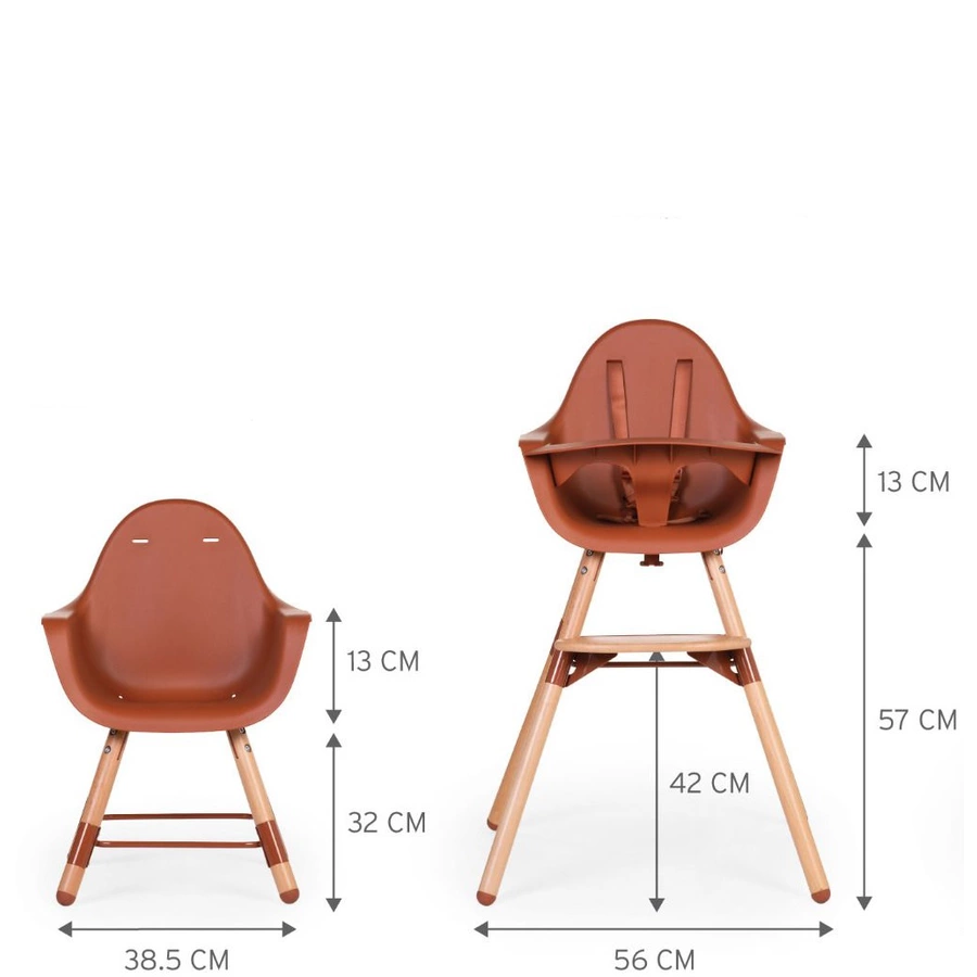 CHILDHOME Hochstuhl Evolu 2 natur  rost 2 in 1 + Ring