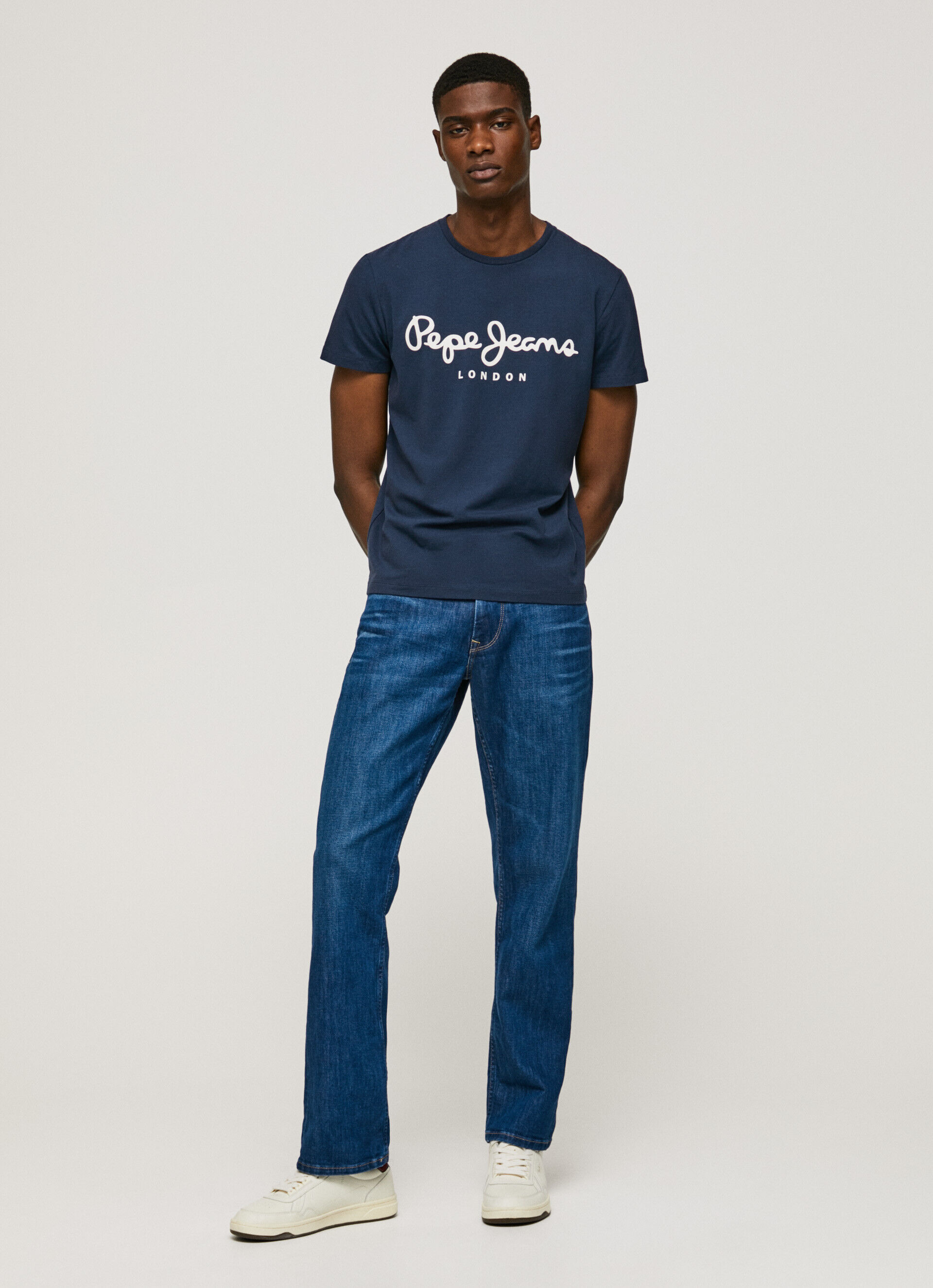 CAMISETA DE ALGODÃO DE MANGA CURTA - azul marinho