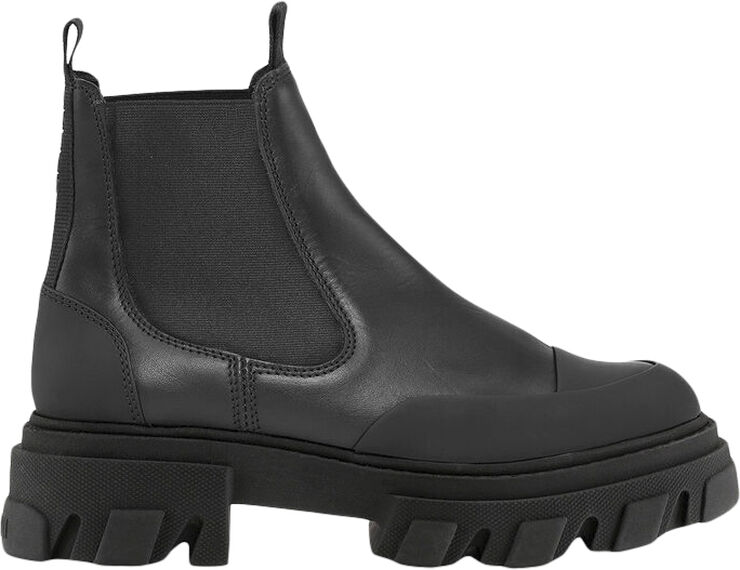 Ganni Cleated Low Chelsea Boot Black Stit Black