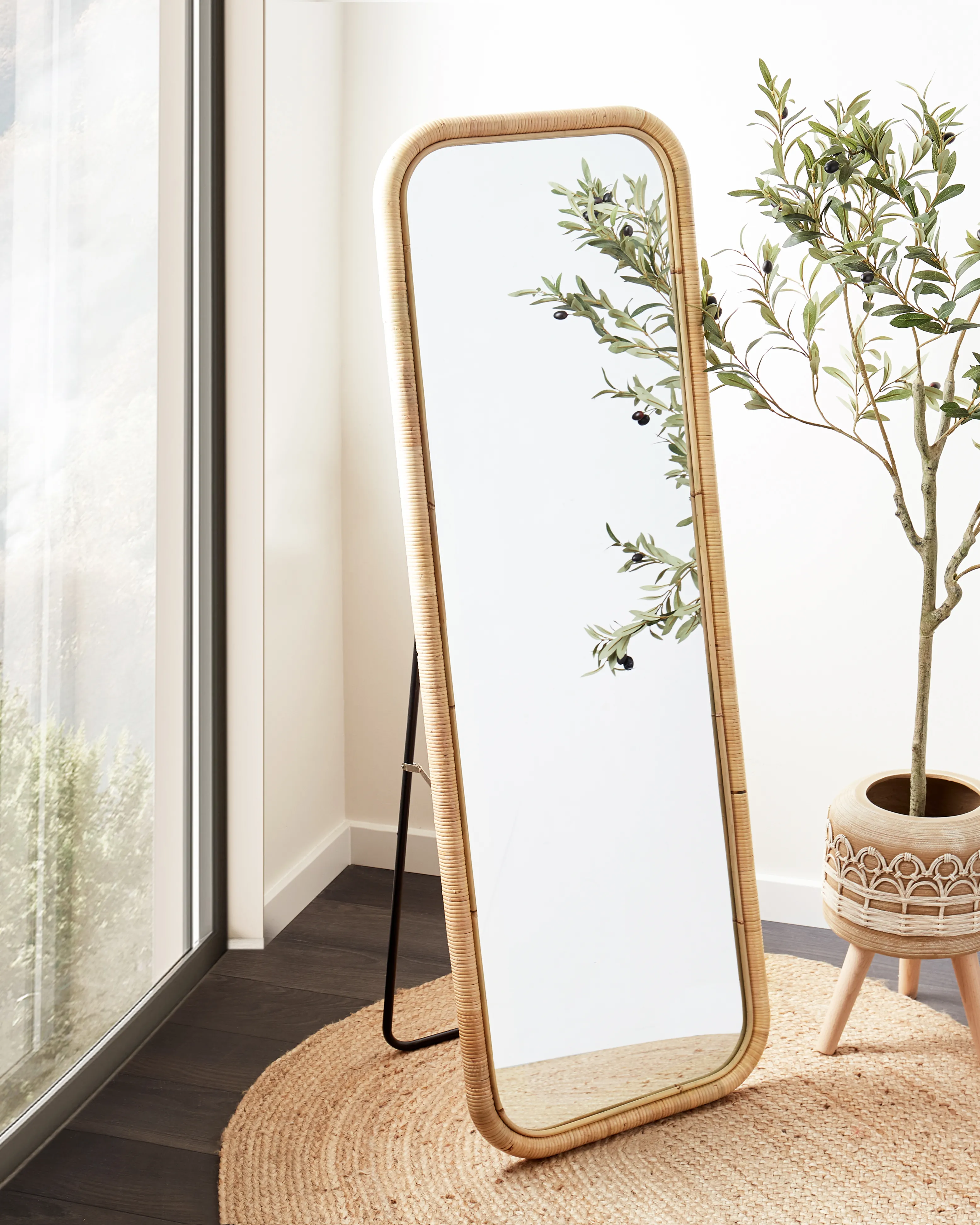 Staande spiegel MALANGE 150 cm Rotan Natuurlijk