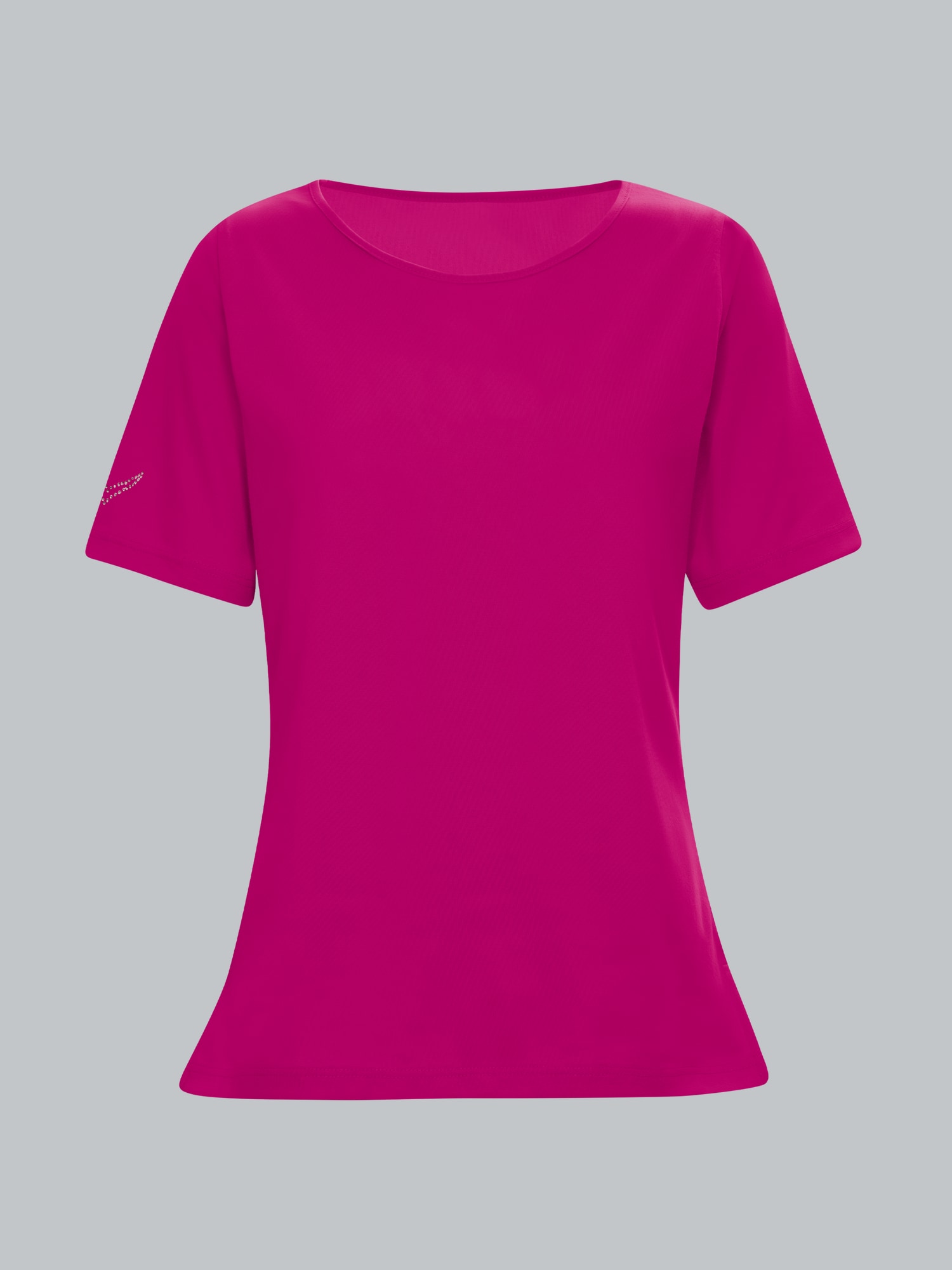 T-Shirt DELUXE Baumwolle mit Kristallsteinen Magenta