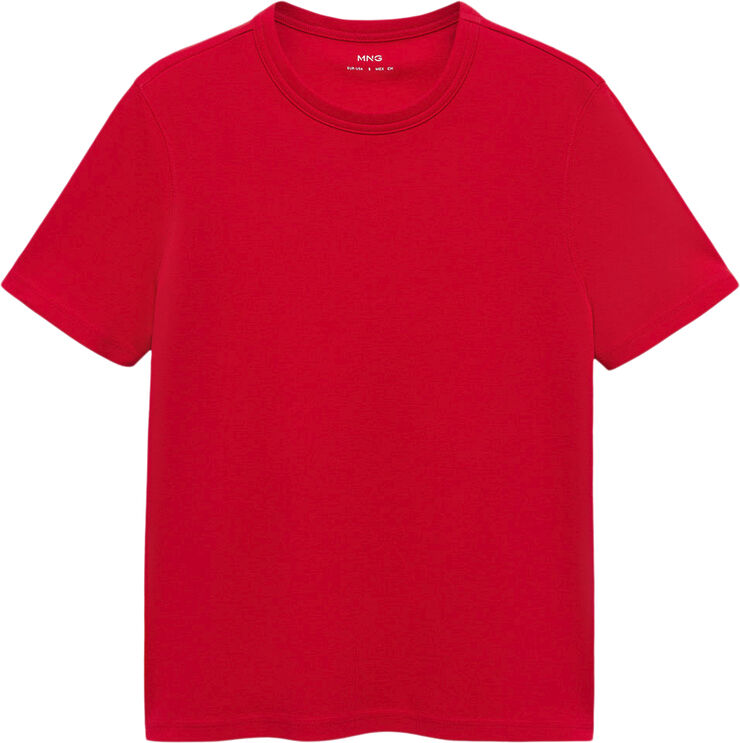 MANGO Short-sleeved cotton t-shirt Red