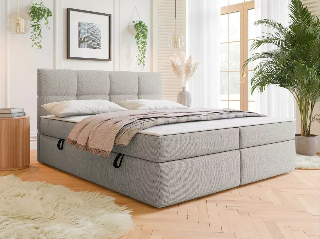 Lit continental ComfiDream 187, Double, Continental, Brun clair, 180x200, Tapisserie,