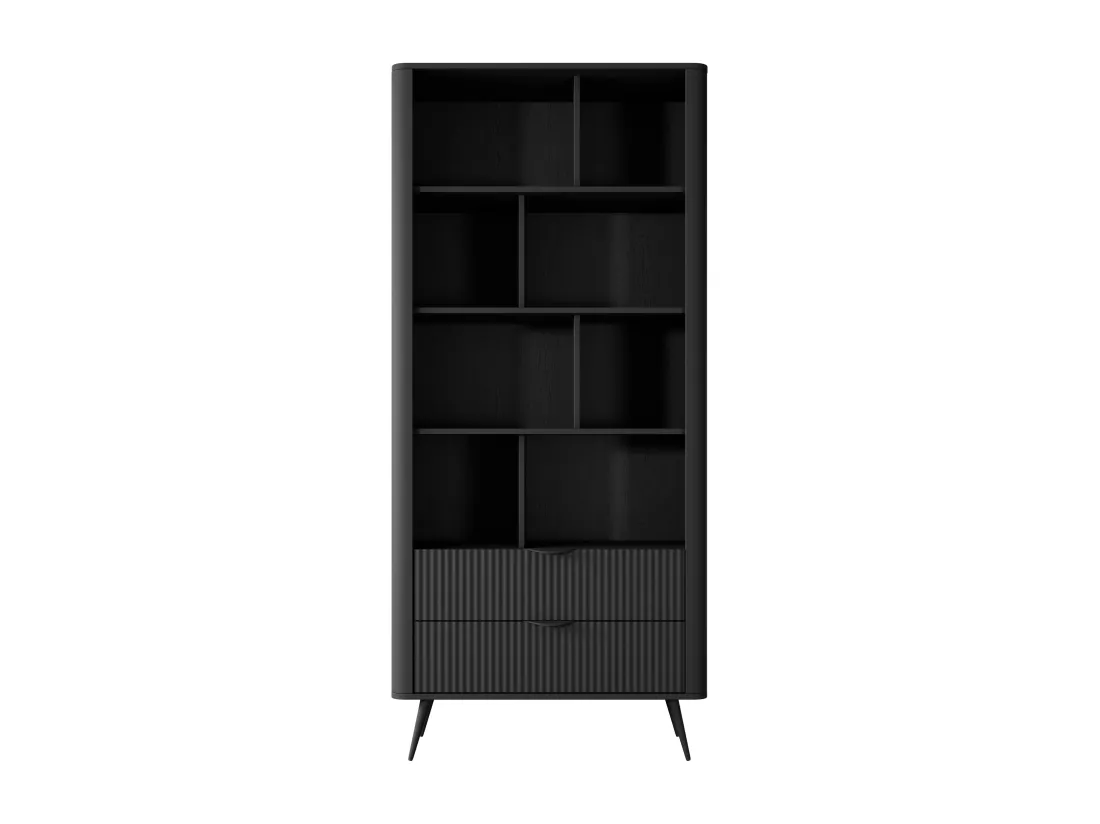 Bibliothèque avec 2 tiroirs et 8 niches en MDF - Noir - ELONARIA II de Pascal Morabito