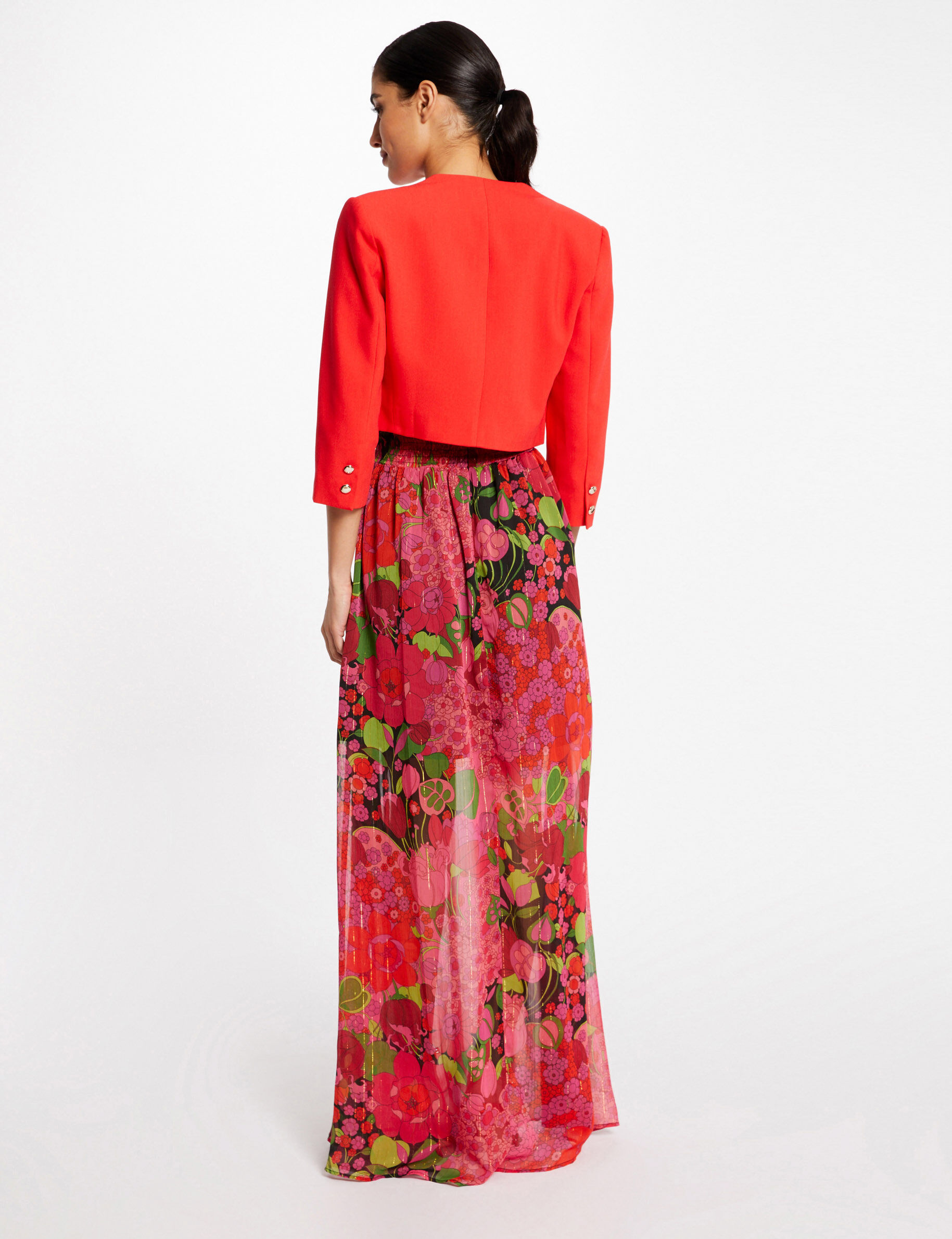 Veste droite manches 3/4 rouge femme - rouge