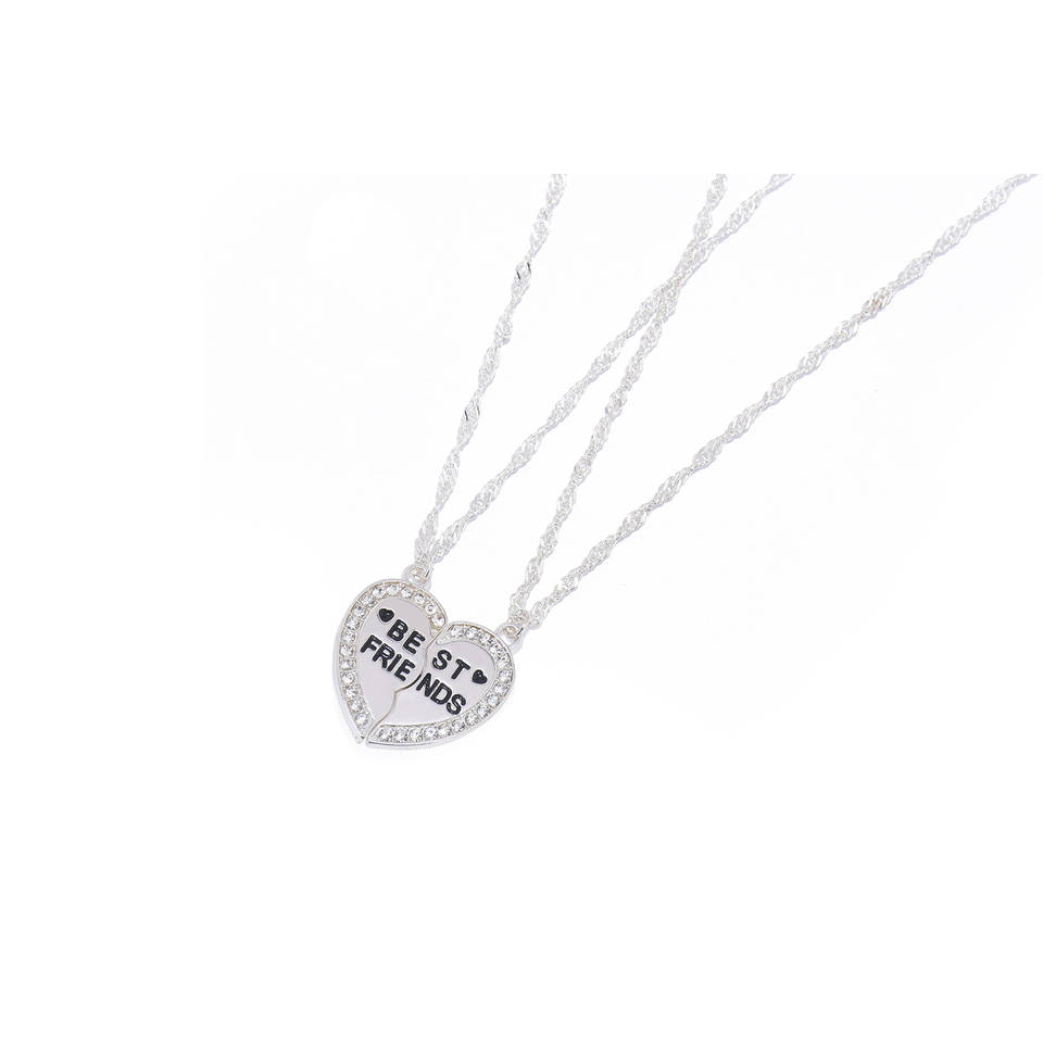 BFF kettingset hart - zilver