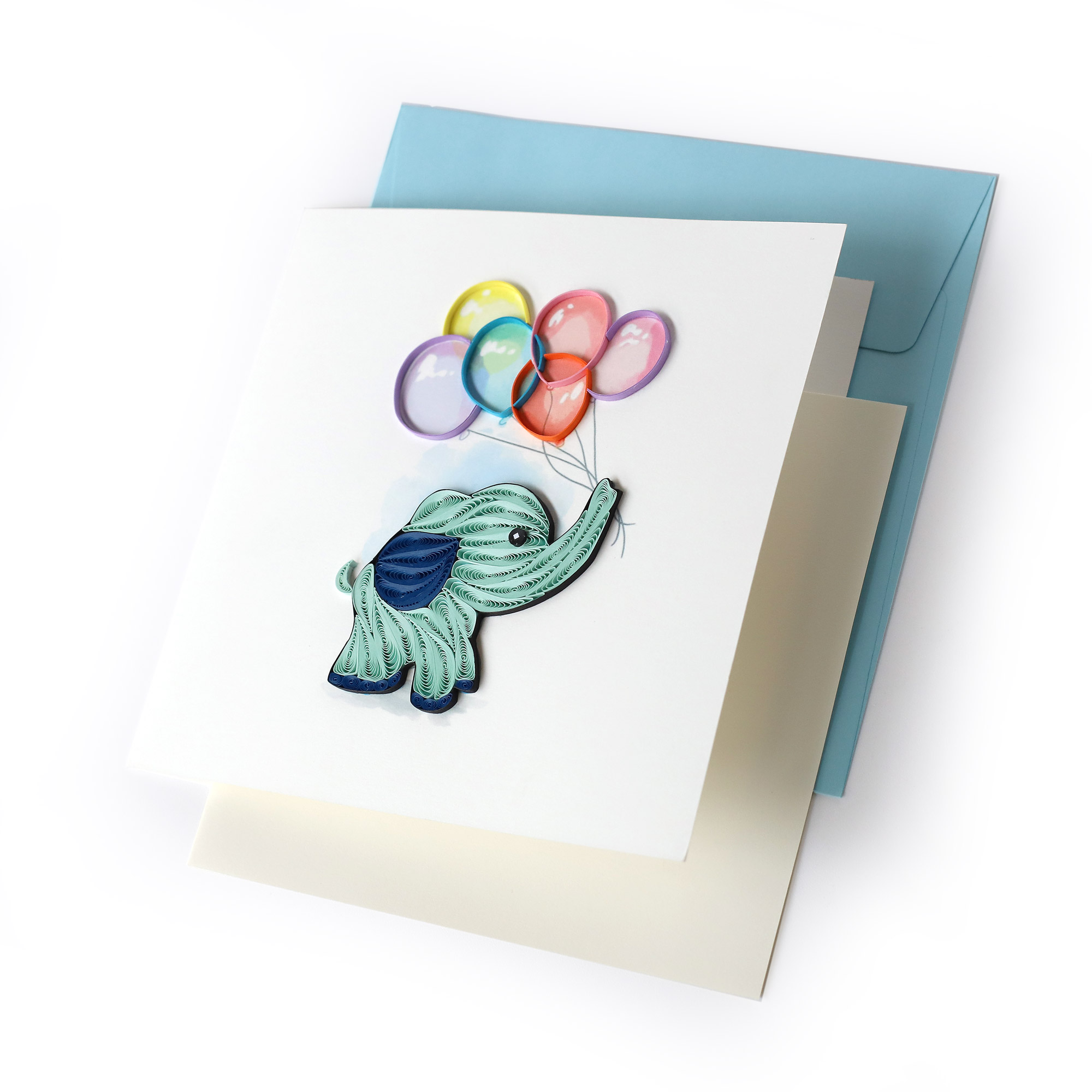 Grußkarte 'Elefant mit Ballons', B 15 cm, H 15 cm günstig bestellen