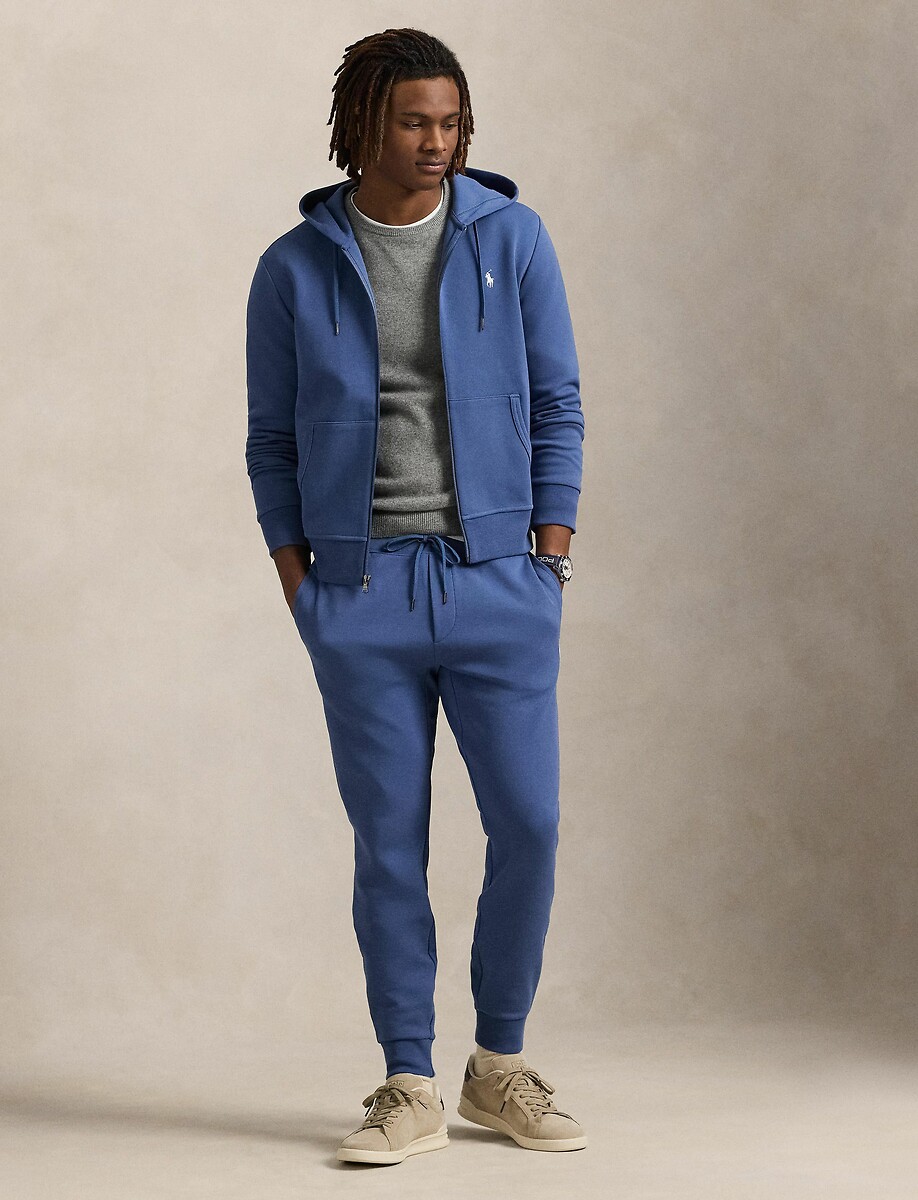POLO RALPH LAUREN<br>Moletom com capuz em malha dupla e zíper
