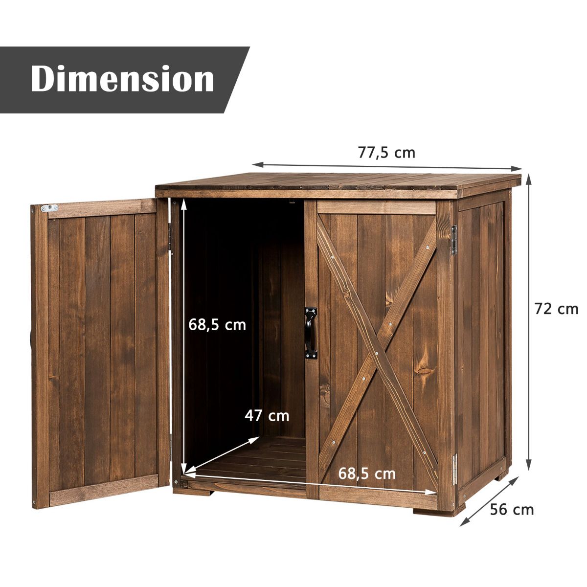 Armoire de Jardin Exterieur en Bois 77,5 x 56 x 72 cm Abri à Outils avec Double Portes Marron - Lidl-Manfred