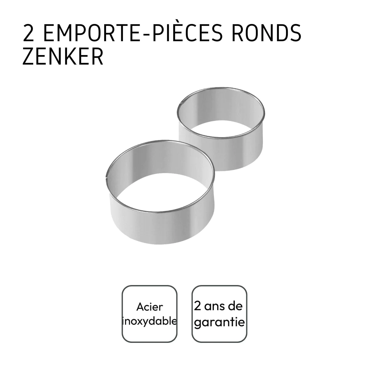 Lot de 2 emporte-pièces ronds pour beignets en inox Emporte-pièces Zen