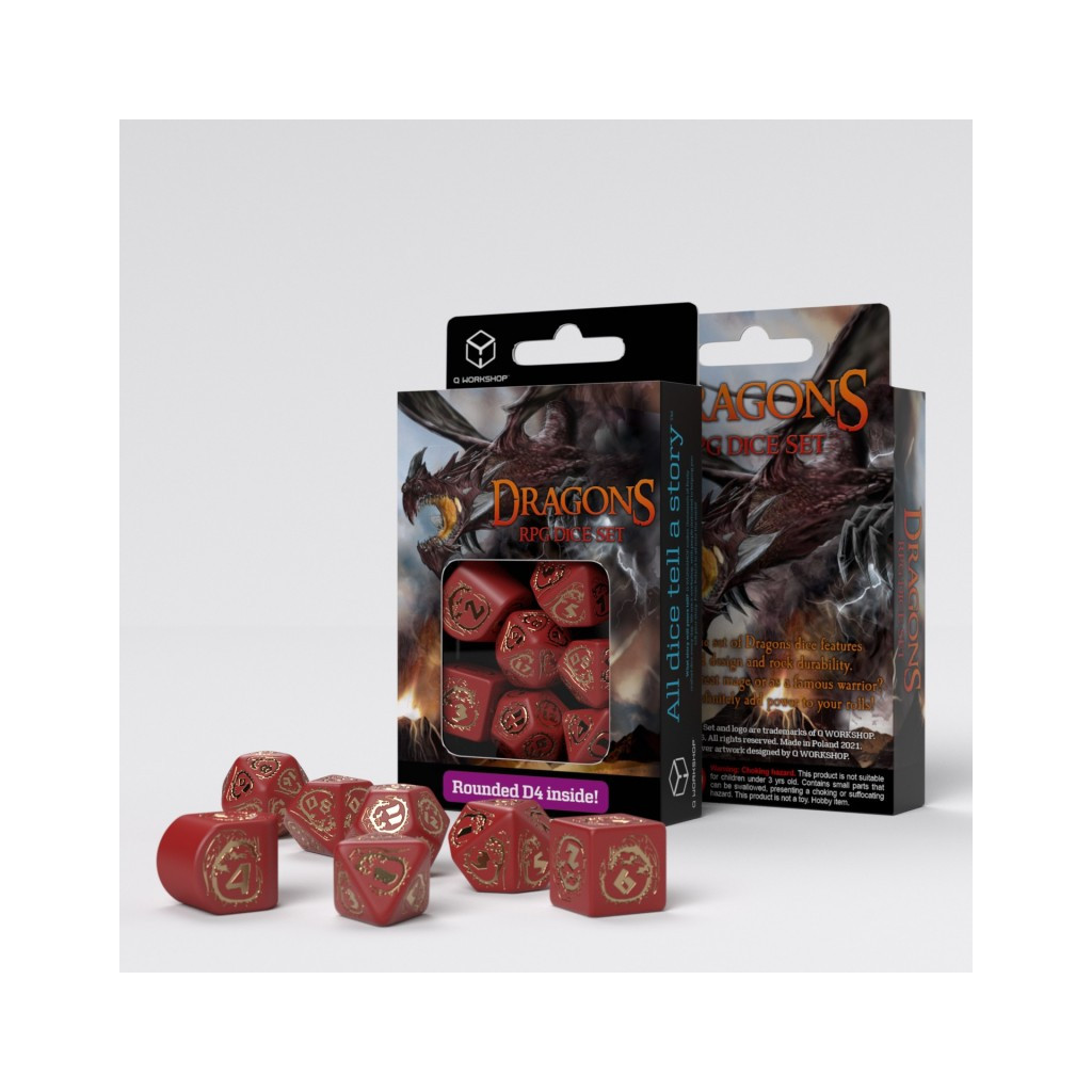 Dragons Modern Dice Set Red & gold
