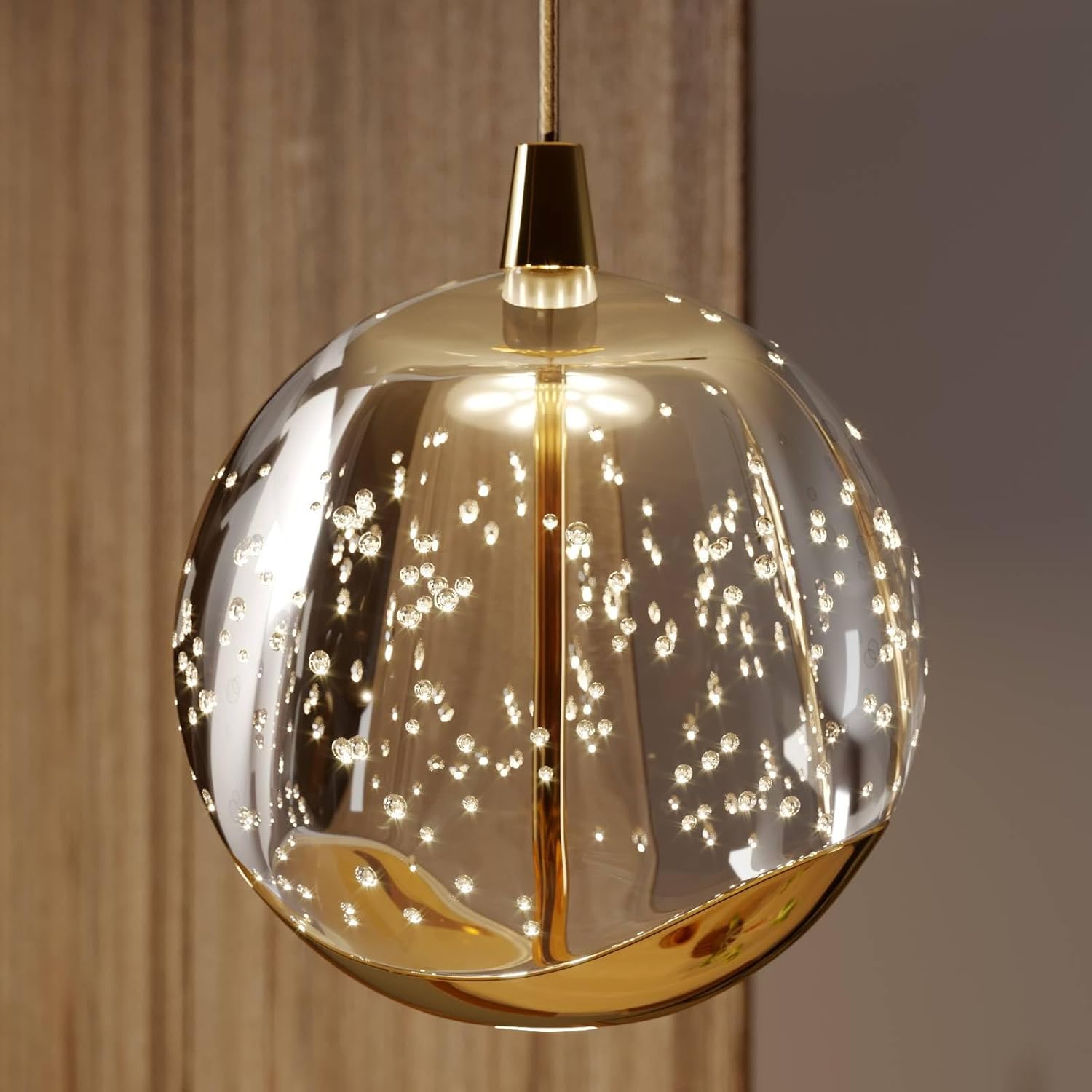 Lucande LED Esstisch Pendelleuchte Glas gold, Hängeleuchte Esszimmer 5x 5W Hängelampe Wohnzimmer Esszimmerlampe Küchenlampe