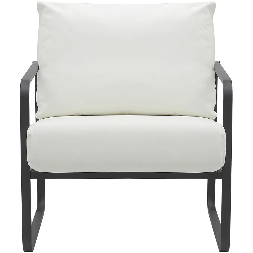 CLP Lounger Manea zwart Frame - Kunstleer - wit