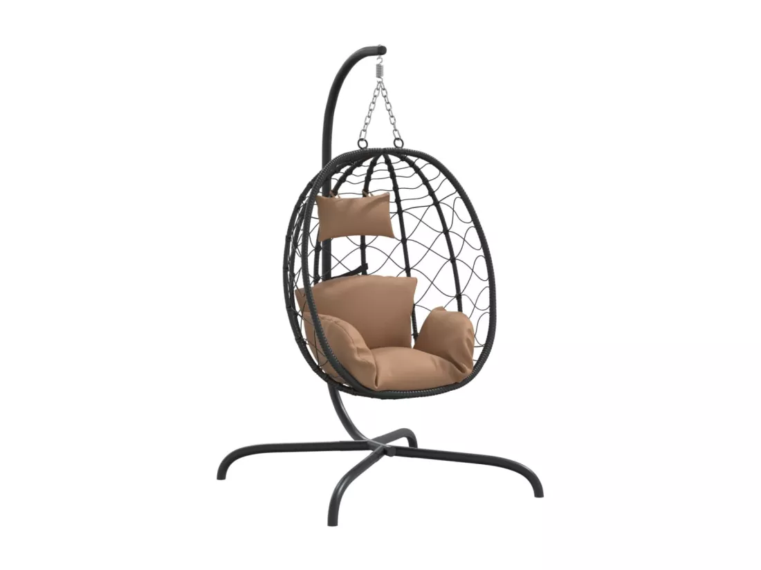 Chaise suspendue en forme d'œuf avec coussin taupe