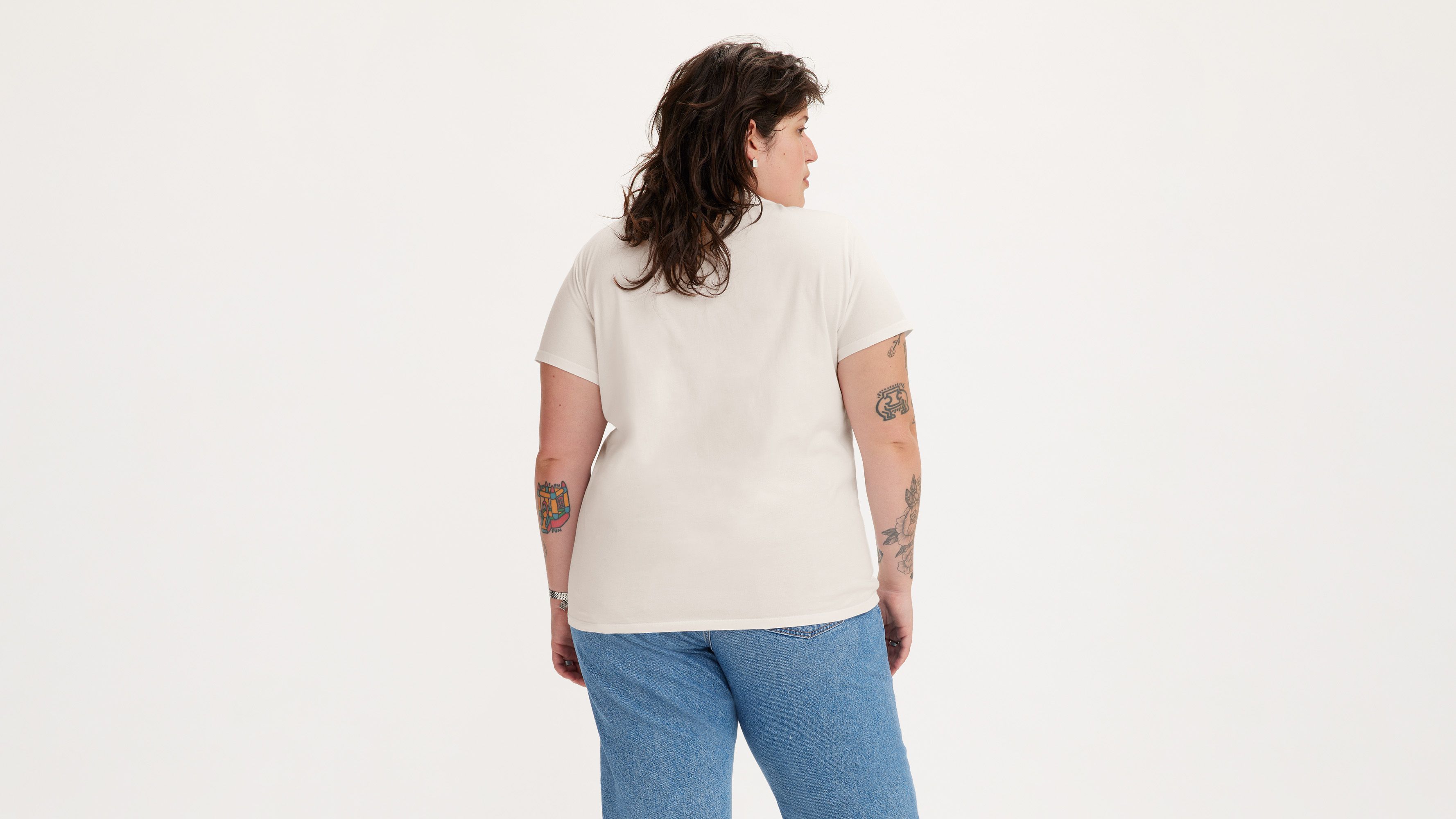 T-shirt Perfect logo (grandes tailles) - Plus Batwing Mara Floral Fill Egret - Blanc