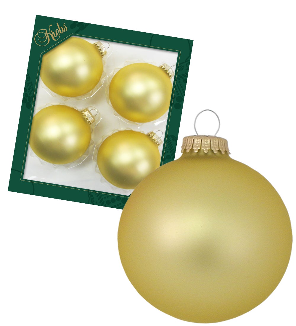 Satijnen gouden 8cm glazen ballen, effen, 4 stuks, kerstballen, kerstversiering, kerstversiering voor de kerstboom