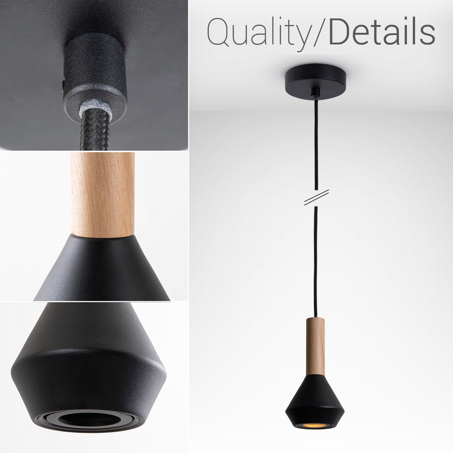 Paco Home Pendelleuchte »MORA« GU10 Wohnzimmer Esszimmer Klein Modern Holz Metall GU10 Küchenlampe