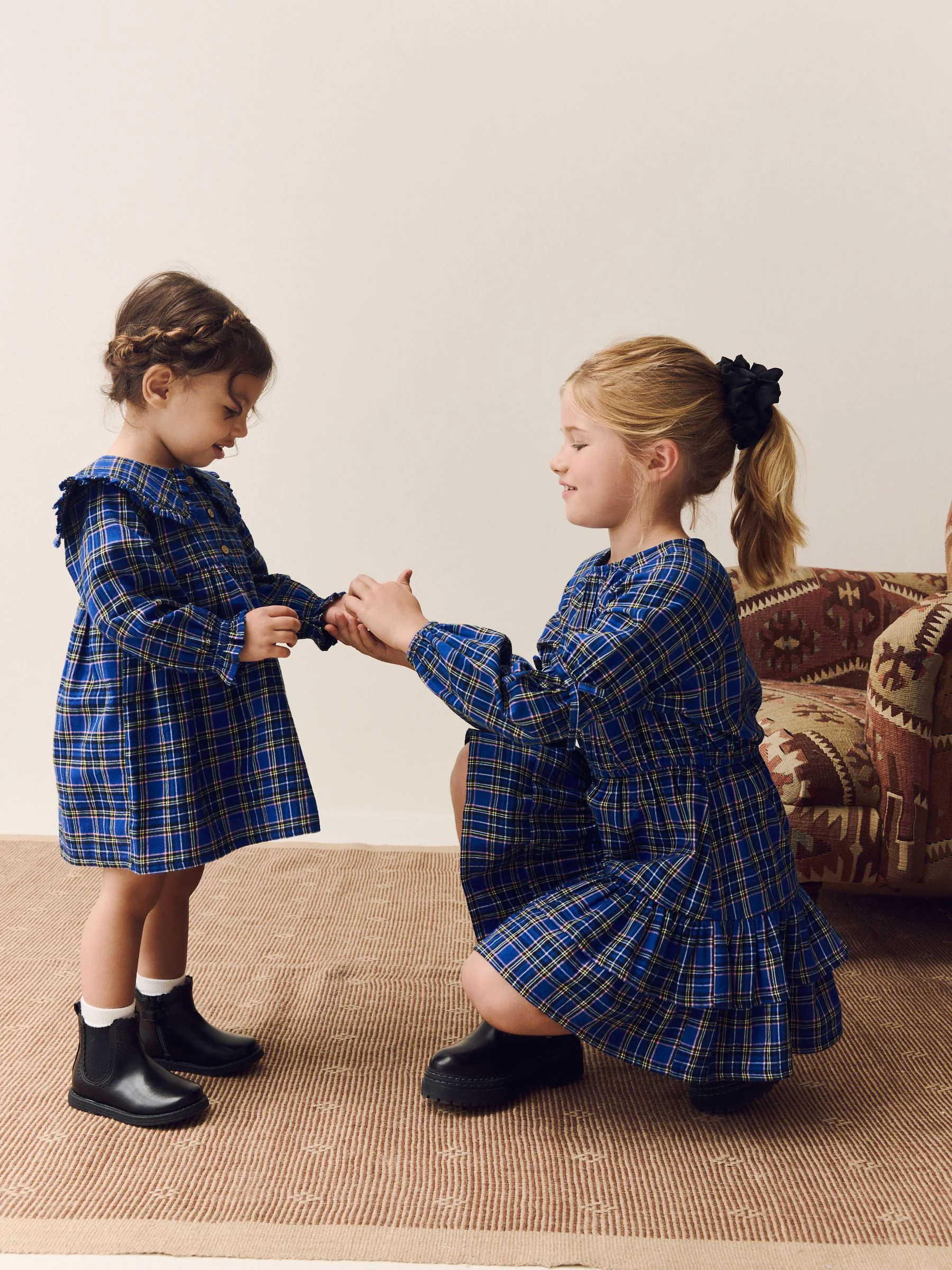 Blauw - Check Dress (3-16yrs)