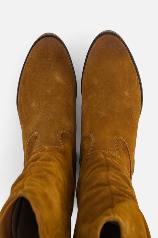 Aqa Hoge plooi laarzen cognac Suede