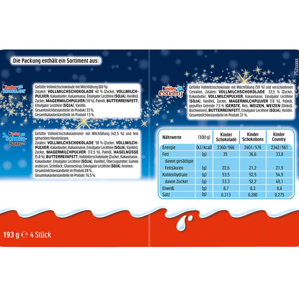 Kinder Mix Weihnachts-Tüte Schneemann 193g MHD:20.4.25