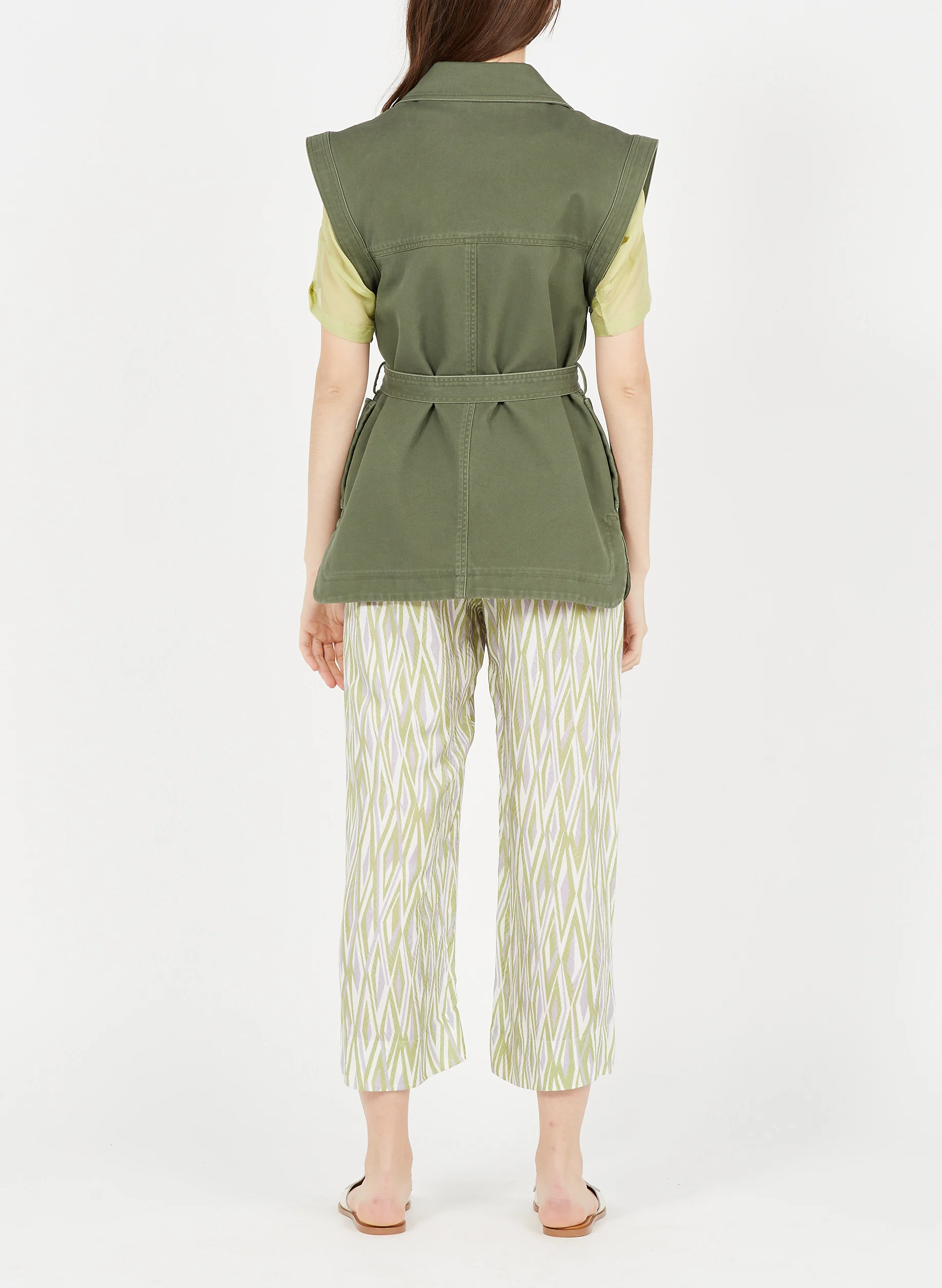 PUMP - Veste col classique sans manche en coton | Kaki