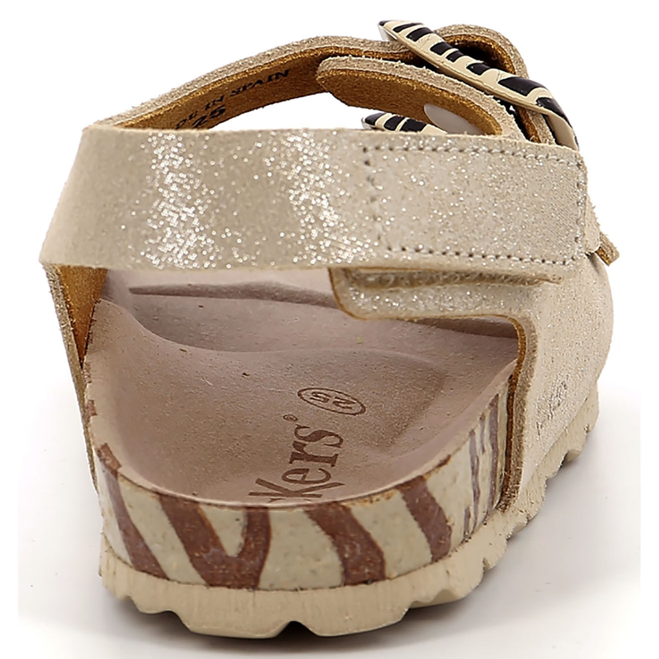 Kickers Sandales en Cuir Sunyva argenté/zèbre