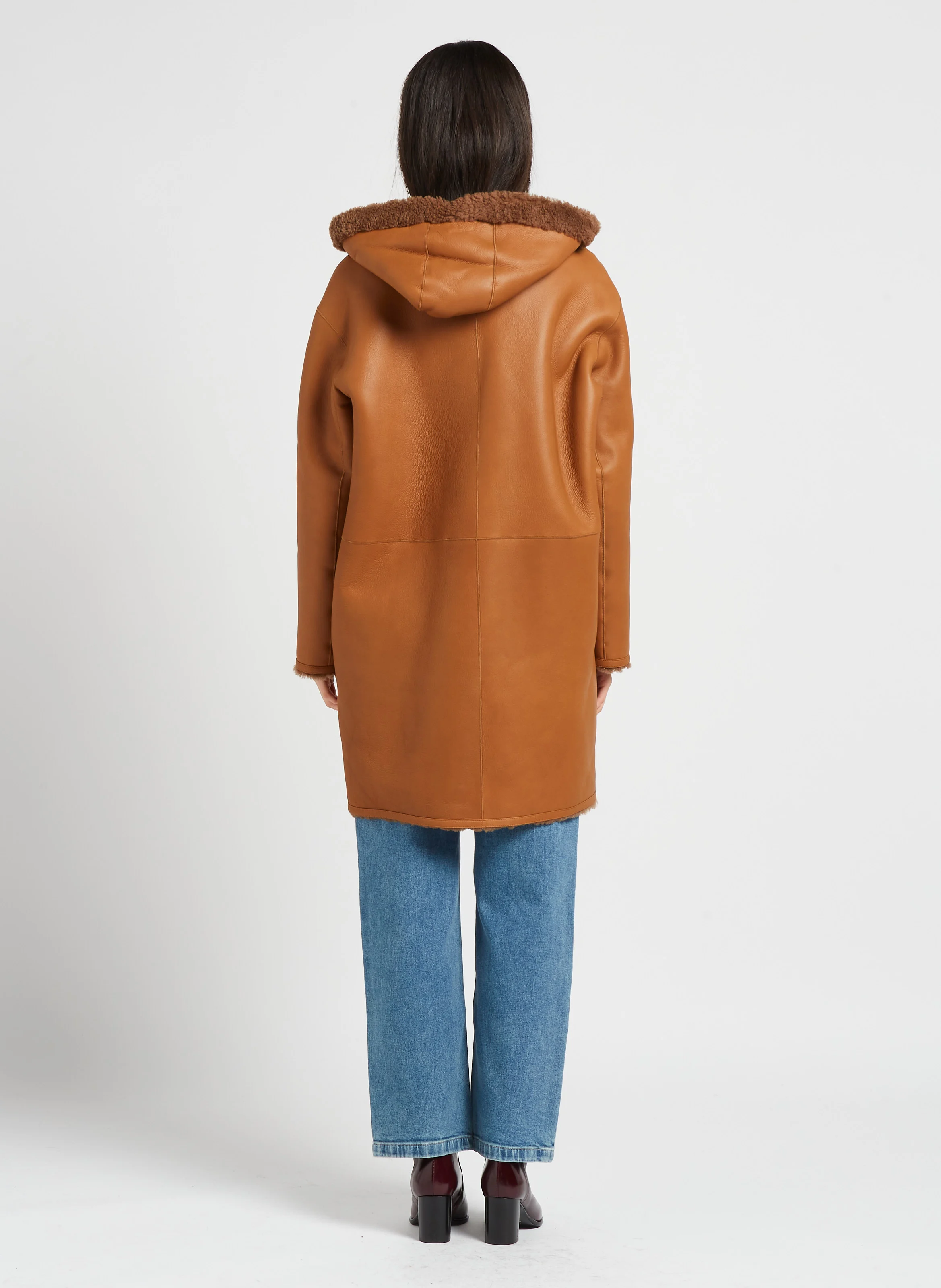 Jean droit taille haute en coton mélangé | Bleu