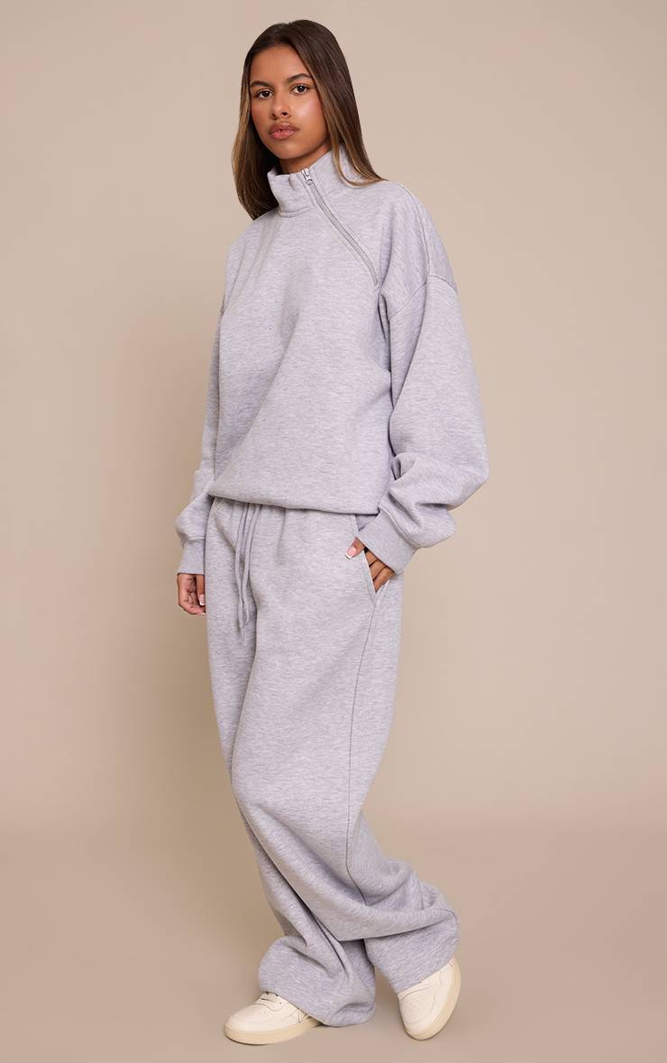 Gris Cendré Sweatshirt Petite Col Montant Avec Zip Latéral