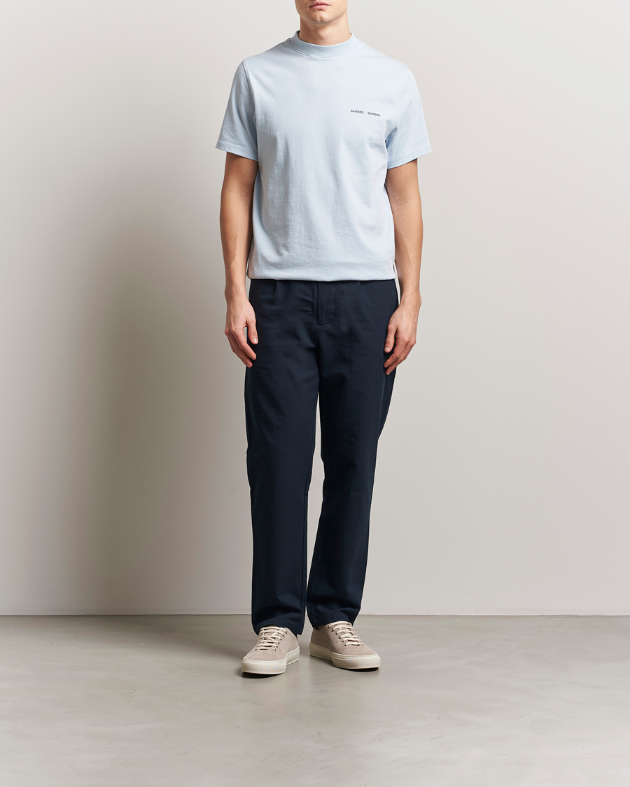 Samsøe Samsøe Bertil Cotton/Linen Drawstring Trousers Salute Navy