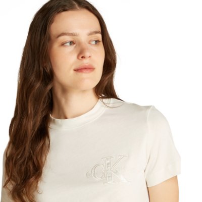 Tee-shirt à manches courtes femme Satin Applique CALVIN KLEIN