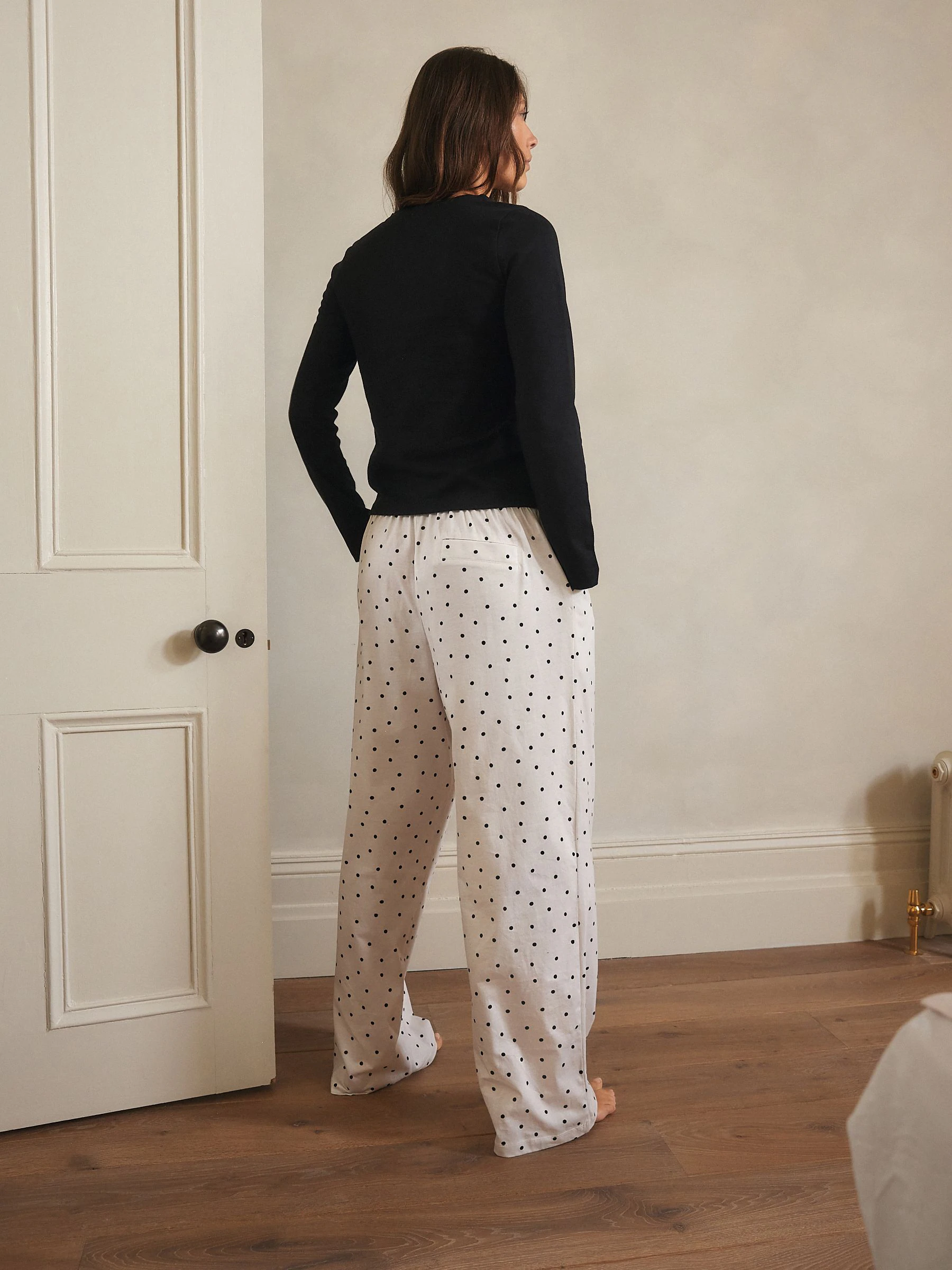 Zwart-wit met stippen - Long Sleeve Cardigan Pyjamas