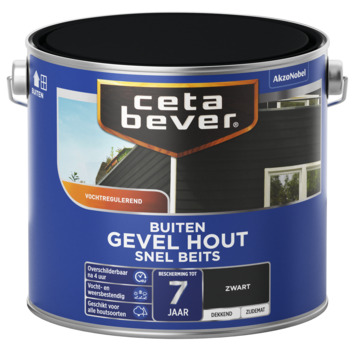 CetaBever snelbeits Gevel Hout zijdemat dekkend zwart 2,5 liter