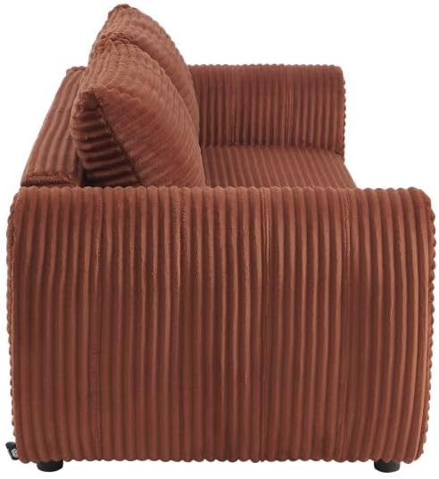 BAÏTA Canapé Droit LOIC en Velours côtelé Terracotta Convertible 3 Places EI6149320