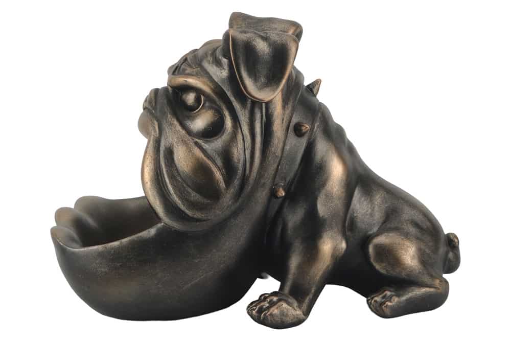 Deko-Figur BULLDOG 30cm bronze mit Ablagefach handmade